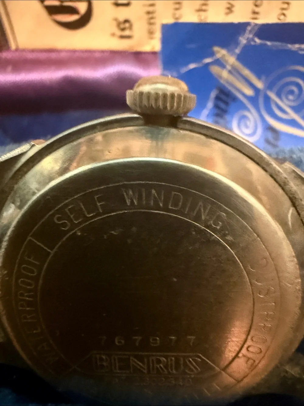 Vintage Benrus 3 Star SS Case Self Winding Watch 1950s